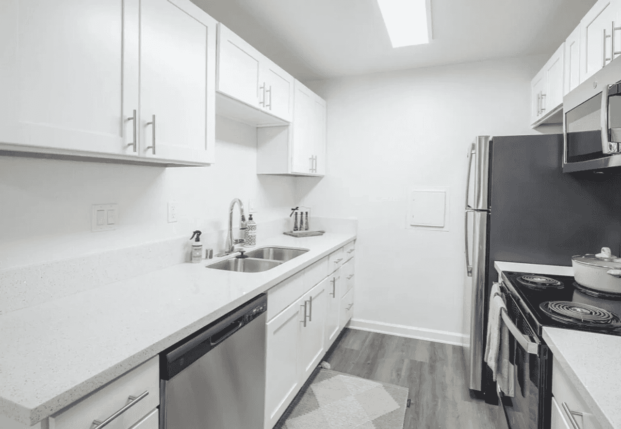 kitchen full stainless steel appliances